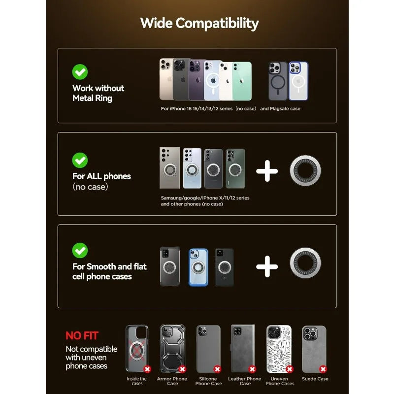 1PCS 360° Adjustable All-Metal Magnetic Phone Holder with Strong Magnet for iPhone 12-17 Series