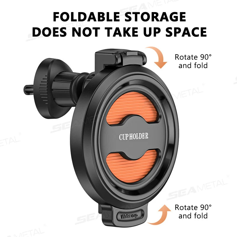 SEAMETAL Foldable Car Air Vent Cup Holder Stable Air Outlet Hook Drink Holder Universal Large-Bearing Auto Bottle Stand Rack